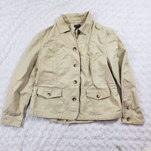 North Crest womens size large khaki linen and cotton layering jacket blazer